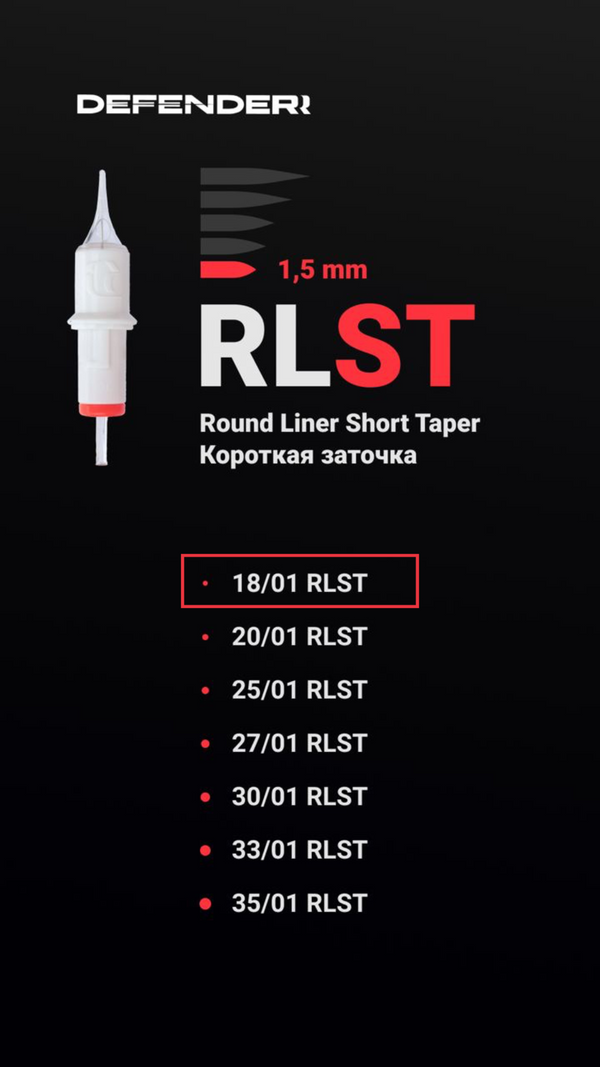 DEFENDERR PMU Cartridge | 18/01/RLST (Round Liner Short Taper)
