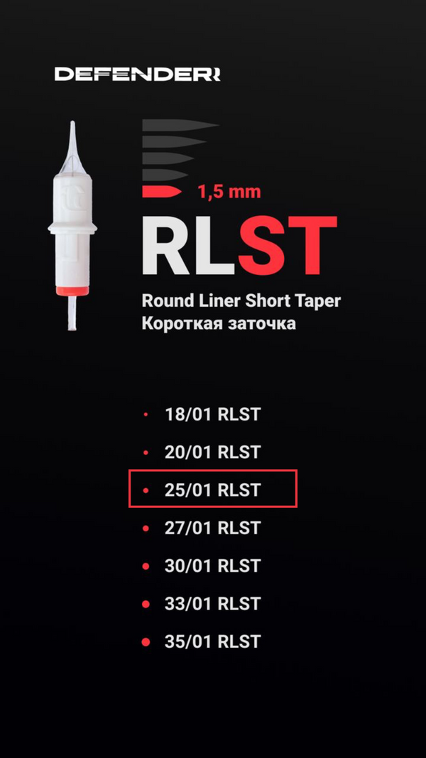 DEFENDERR PMU Cartridge | 25/01/RLST (Round Liner Short Taper)