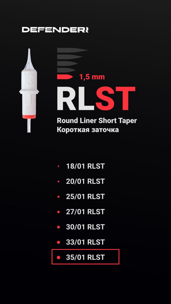 DEFENDERR PMU Cartridge | 35/01/RLST (Round Liner Short Taper)