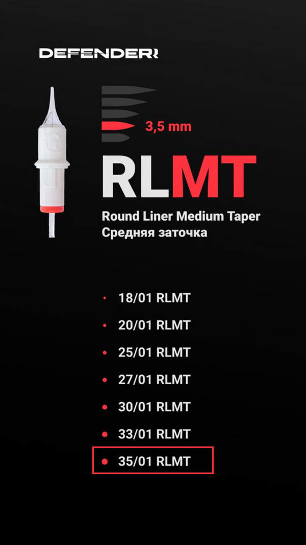 DEFENDERR PMU Cartridge | 35/01/RLMT (Round Liner Medium Taper)